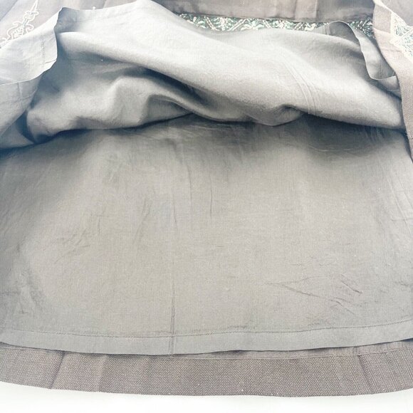 Ann Taylor Loft Petites 6P Brown Embroidered Lined Flare Skirt Western Boho a - Picture 8 of 12